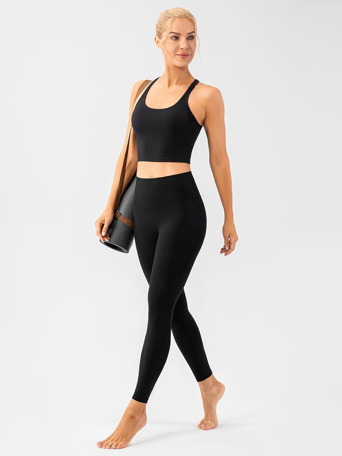 Women'S Racerback Sports Bras Yoga Crop Top with Built in Bra